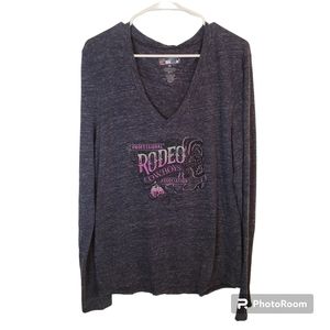 Pro Rodeo long sleeve shirt v neck heathered blue size 2X